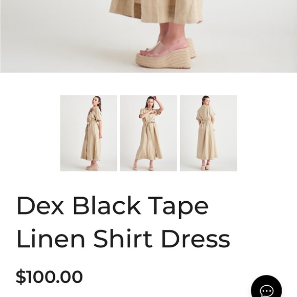 Dex Black tape beige linen shirt dress - Picture 9 of 9